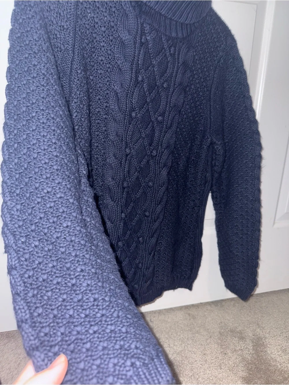 Banana Republic Heritage Chunky Cable Knit Turtleneck Sweater - Slate Blue